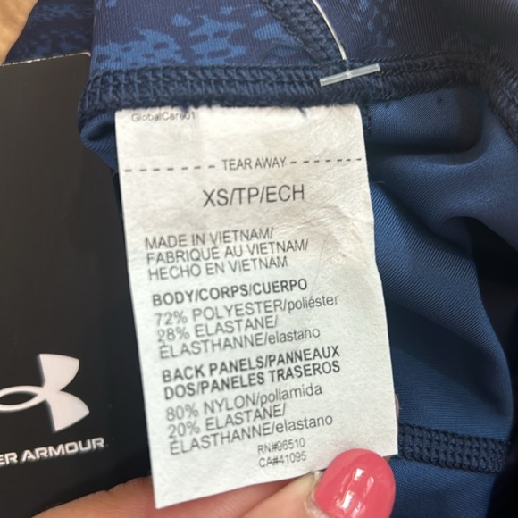UNDER ARMOUR HIGH RISE LEGGINGS WOMEN BLUE COMPRESSION Sz XS NEW - Picture 10 of 11